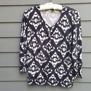 Talbots Black White Cardigan Size Large